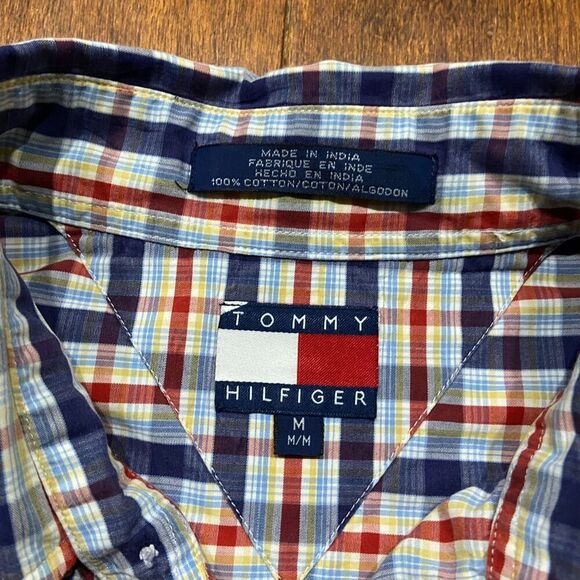 Tommy Hilfiger Vintage Y2K Multicolor Plaid Button Front Shirt Men's Size Medium - Picture 7 of 9
